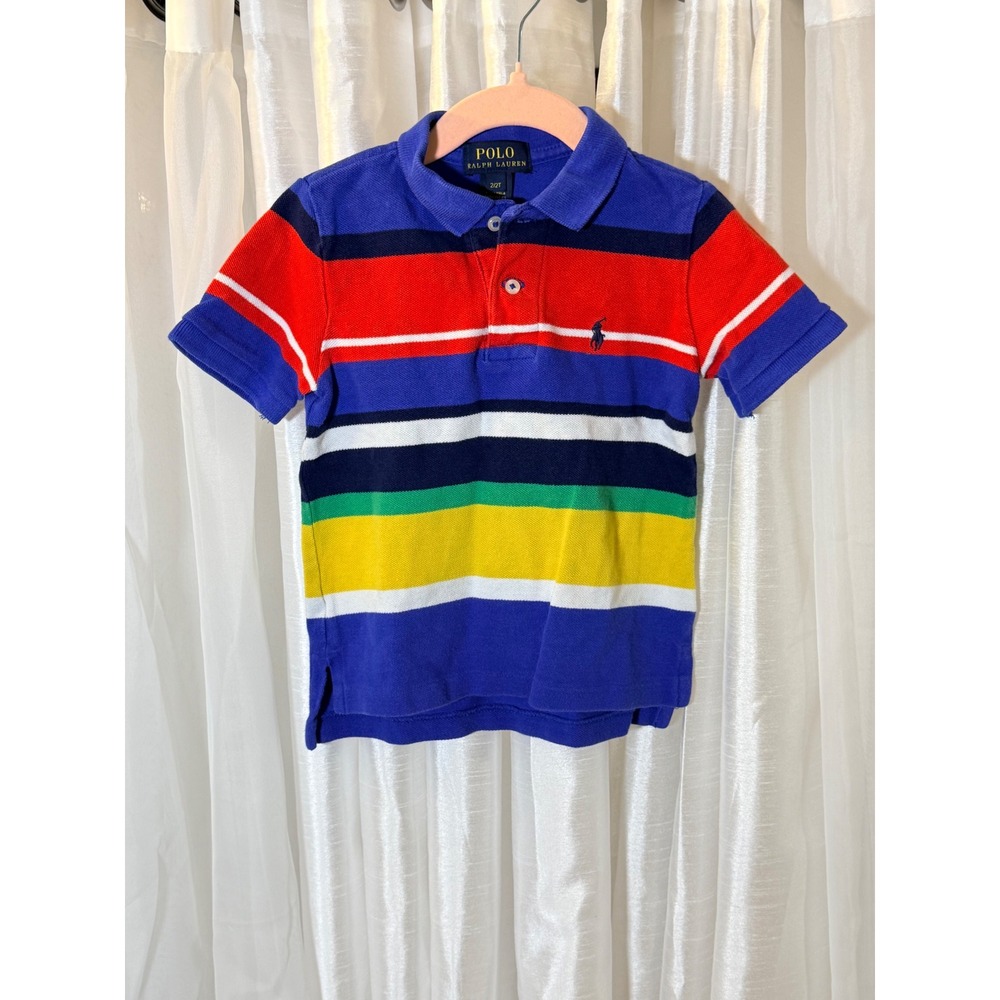 Polo Ralph Lauren Polo Shirt Toddler 2T Multi Color Striped Short Sleeve Pony